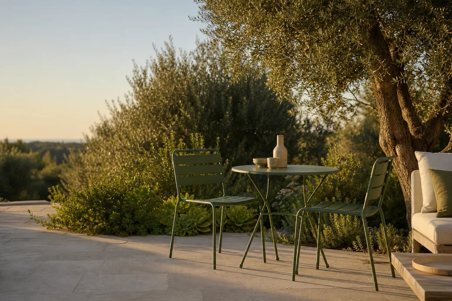 Garden patio with bistro set