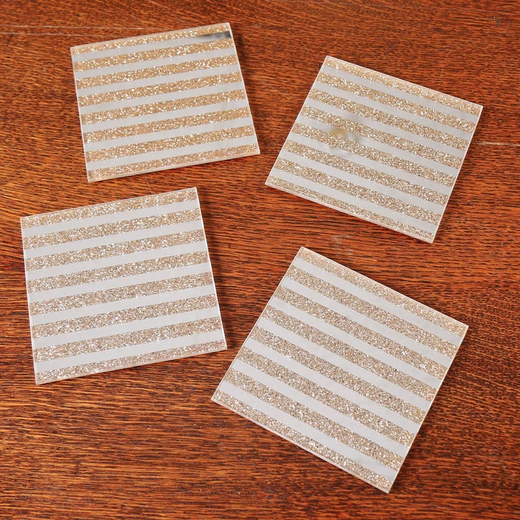 Set of 4 Mirrored Glitter Coasters
